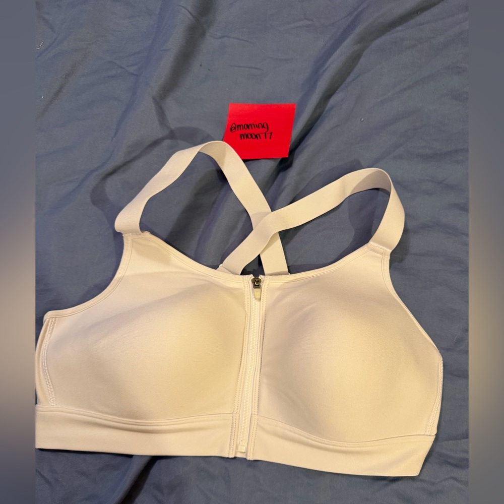 Under Armour White Front-Zip Crisscross Sports Bra